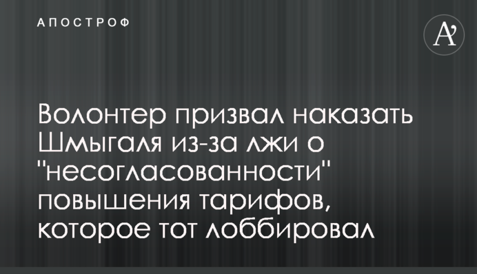Волонтер призвал наказать Шмыгаля из-за лжи о 