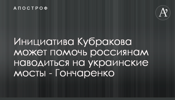Инициатива Кубракова может помочь россиянам наводиться на украинские мосты - Гончаренко