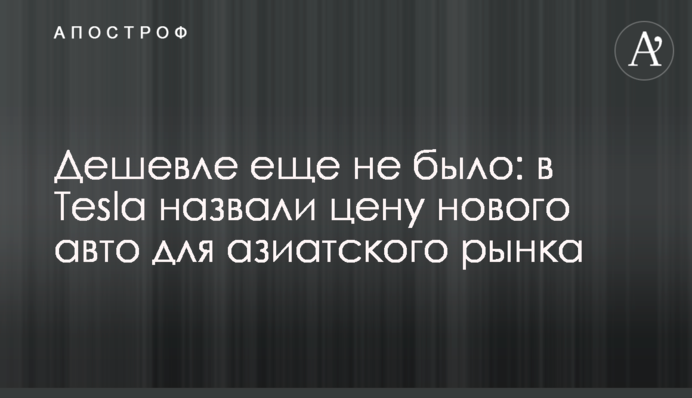 Дешевше ще не було: в Tesla назвали ціну нового авто для азійського ринку