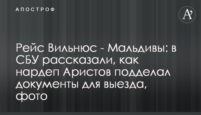 Рейс Вильнюс - Мальдивы: в СБУ рассказали, как нардеп Аристов подделал документы для выезда, фото