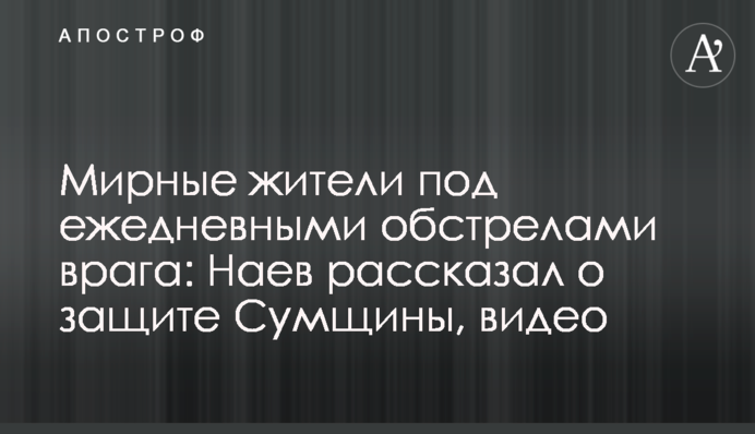 Мирні жителі під щоденними обстрілами ворога: Наєв розповів про захист Сумщини, відео
