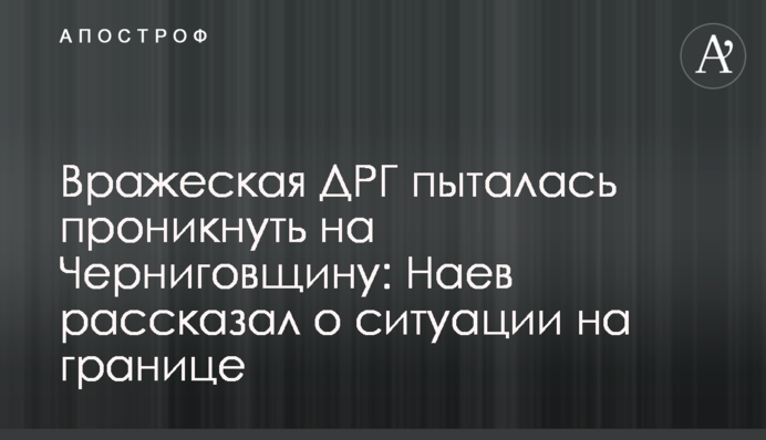 Вражеская ДРГ пыталась проникнуть на Черниговщину: Наев рассказал о ситуации на границе