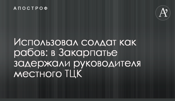 Использовал солдат как рабов: в Закарпатье задержали руководителя местного ТЦК