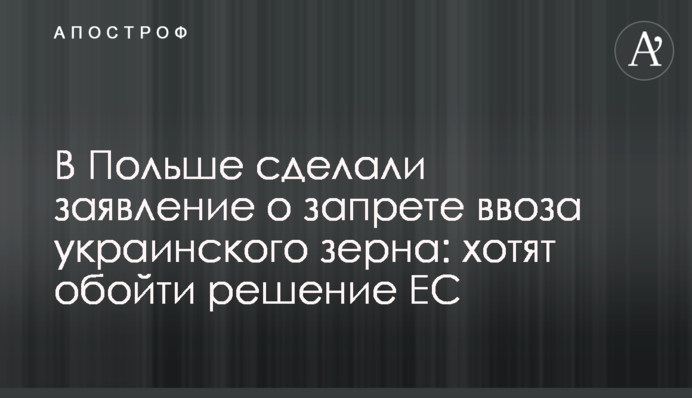 В Польше сделали заявление о запрете ввоза украинского зерна: хотят обойти решение ЕС