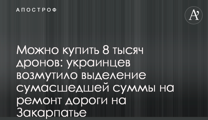 Можно купить 8 тысяч дронов: украинцев возмутило выделение сумасшедшей суммы на ремонт дороги на Закарпатье