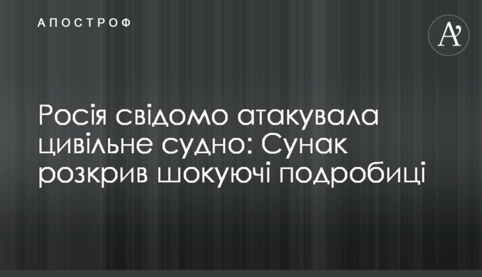 Россия сознательно атаковала гражданское судно: Сунак раскрыл шокирующие подробности