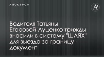 Водія Тетяни Єгорової-Луценко тричі вносили в систему "ШЛЯХ" для виїзду за кордон - документ