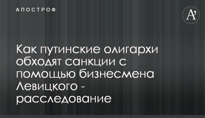 Як путінські олігархи обходять санкції за допомогою бізнесмена Левицького - розслідування