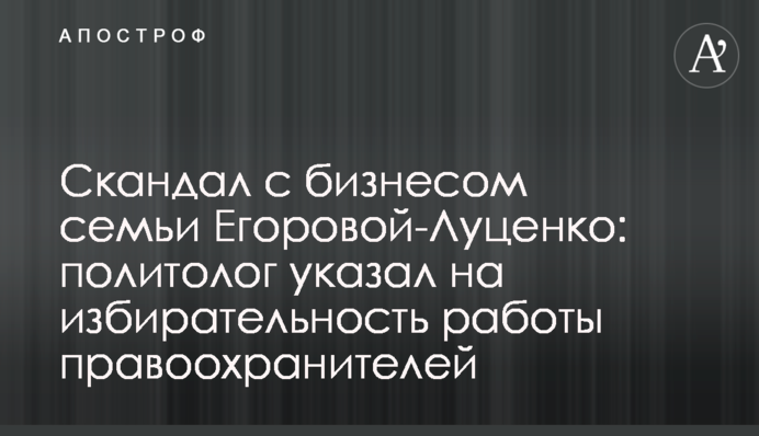 Cкандал с бизнесом семьи Егоровой-Луценко: политолог указал на избирательность работы правоохранителей