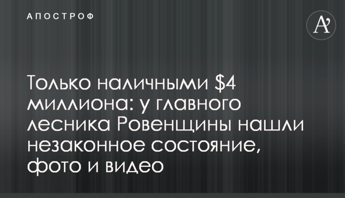 Тільки готівкою $4 мільйони: у головного лісника Рівненщини знайшли незаконні статки, фото і відео