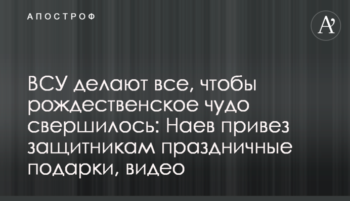 ЗСУ роблять все, щоб різдвяне чудо здійснилося: Наєв привіз захисникам святкові подарунки, відео