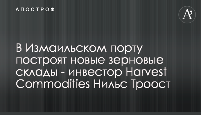 В Измаильском порту построят новые зерновые склады - инвестор Harvest Commodities Нильс Троост