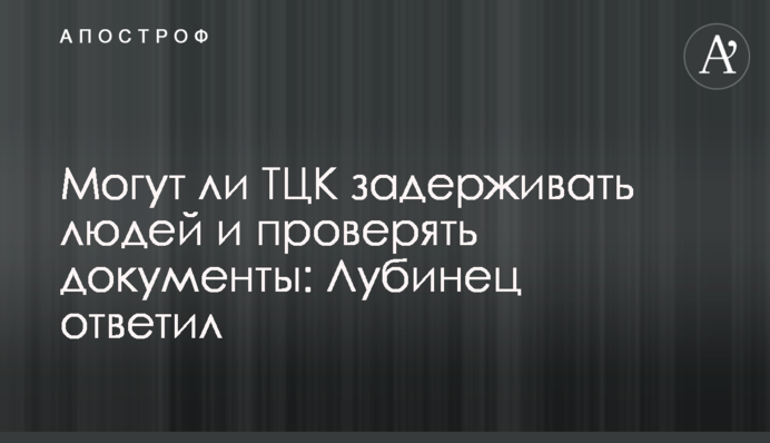Могут ли ТЦК задерживать людей и проверять документы: Лубинец ответил