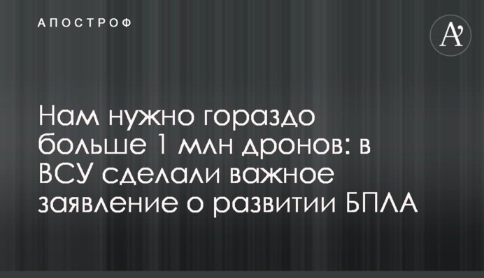 Нам нужно гораздо больше 1 млн дронов: в ВСУ сделали важное заявление о развитии БПЛА