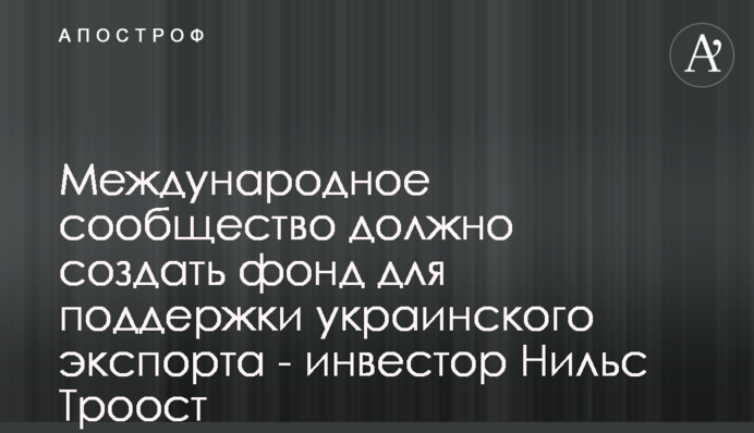 Міжнародне співтовариство має створити фонд для підтримки українського експорту - інвестор Нільс Троост