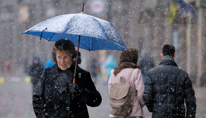 На Киев надвигается мощный снегопад с дождем и штормовым ветром: карта