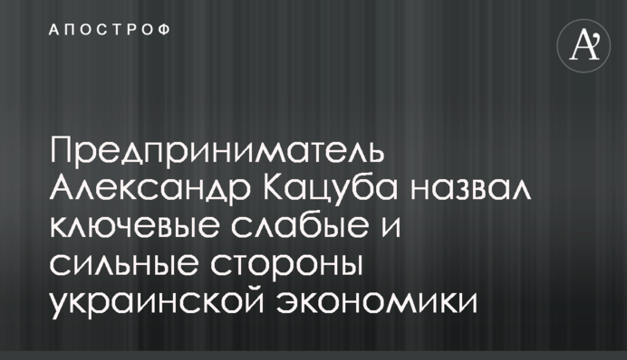 Підприємець Олександр Кацуба назвав ключові слабкі і сильні сторони української економіки