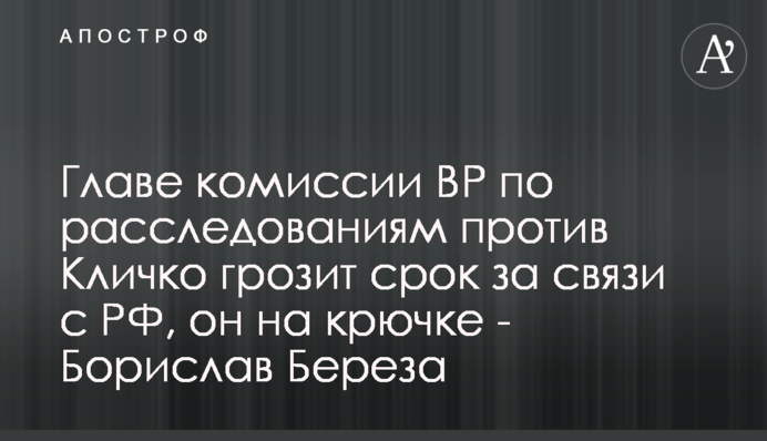Главе комиссии ВР по расследованиям против Кличко грозит срок за связи с РФ, он на крючке - Борислав Береза