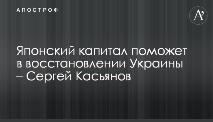 Японский капитал поможет в восстановлении Украины – Сергей Касьянов