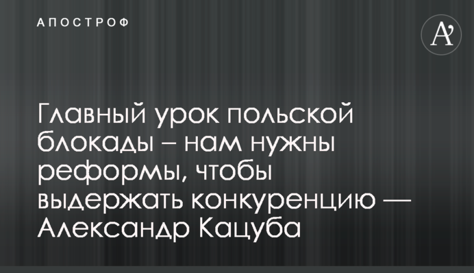 Главный урок польской блокады – нам нужны реформы, чтобы выдержать конкуренцию — Александр Кацуба