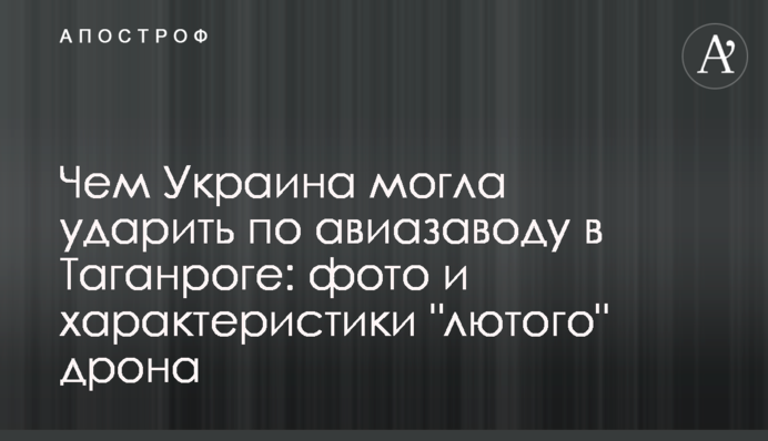 Чем Украина могла ударить по авиазаводу в Таганроге: фото и характеристики "лютого" дрона