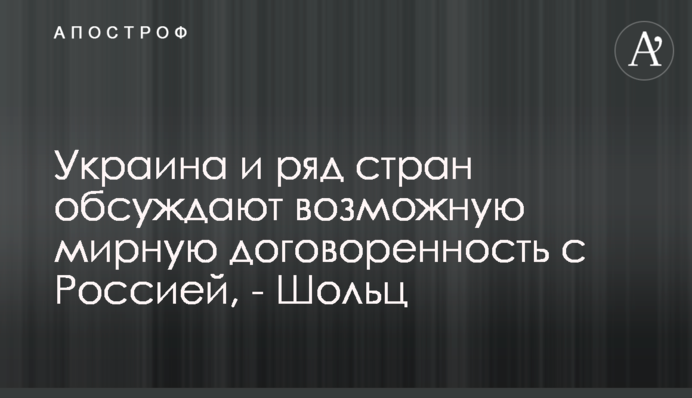 Украина и ряд стран обсуждают возможную мирную договоренность с Россией, - Шольц