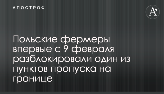 Польські фермери вперше з 9 лютого розблокували один з пунктів пропуску на кордоні