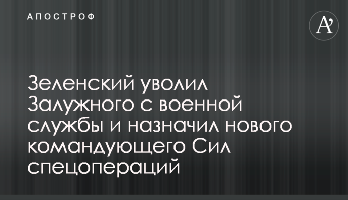 Зеленський звільнив Залужного з військової служби і призначив нового командувача Сил спецоперацій