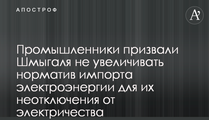 Промисловці закликали Шмигаля не збільшувати норматив з імпорту електроенергії для їх невідключення від електрики