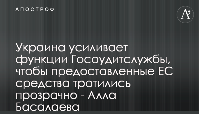 Україна посилює функції Держаудитслужби, щоб надані ЄС кошти витрачалися прозоро - Алла Басалаєва