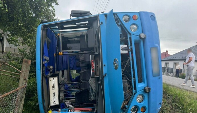 На Закарпатті перекинувся автобус з пасажирами, серед травмованих - дитина. Фото