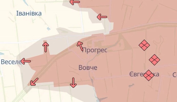 DeepState зафіксував захоплення ворогом села Вовче і просування на кількох ділянках