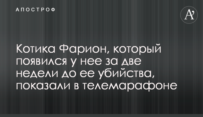 Котика Фаріон, який з'явився у неї за два тижні до її вбивства, показали у телемарафоні