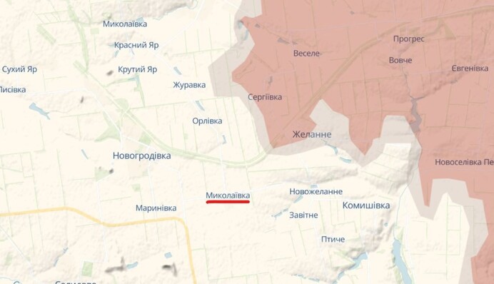 Стало известно, что на Покровском направлении оккупанты вошли в Николаевку