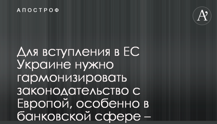 Для вступу в ЄС Україні треба гармонізувати законодавство з Європою, особливо у банківській сфері - Клименко