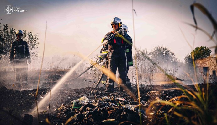 От огня на Киевщине спасли целое село и ферму с животными