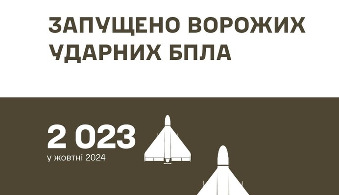 За октябрь оккупанты выпустили по Украине рекордное количество 