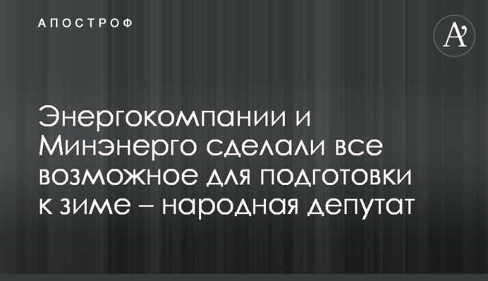 Енергокомпанії та Міненерго зробили все можливе для підготовки до зими – народна депутатка