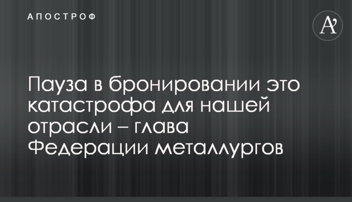 Пауза в бронировании это катастрофа для нашей отрасли – глава Федерации металлургов
