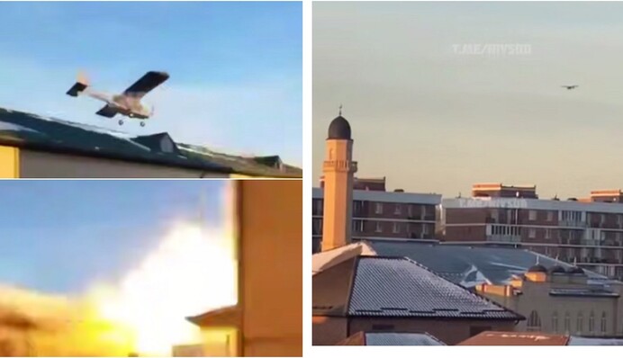 Точно в ціль: з’явилося нове відео удару дрона по базі ОМОНу в Грозному