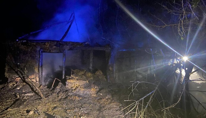 Уламки вражеского БПЛА вызвали пожар в Полтавской области