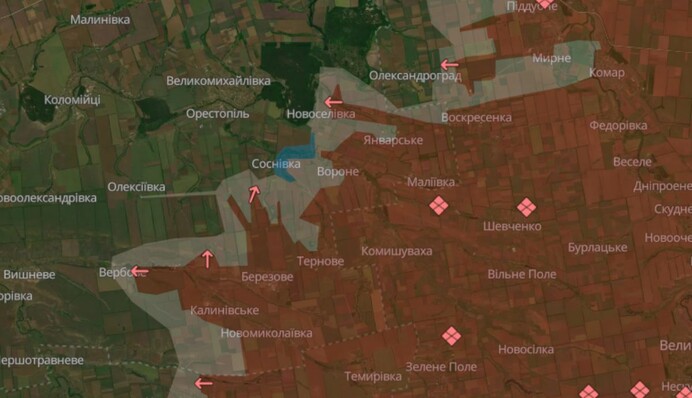 DeepState: Війська РФ просунулися на фронті у Запорізькій, Донецькій та Дніпропетровській областях