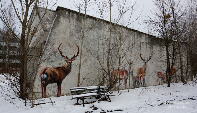 Ленин, муралы и лис Семен: зимние фото из Чернобыльской зоны