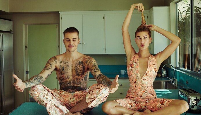 Полуголый Бибер устроил первую семейную фотосессию с красавицей-женой