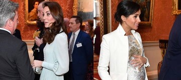 Редкий выход: Кейт Миддлтон и Меган Маркл в стильных образах появились на приеме в честь принца Чарльза