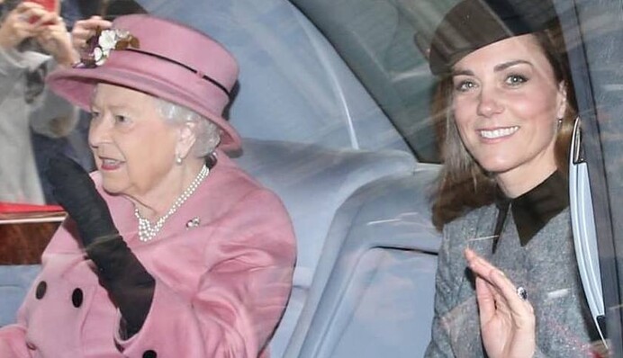 Впервые вдвоем: Кейт Миддлтон и Елизавета II очаровали образами во время совместного выхода