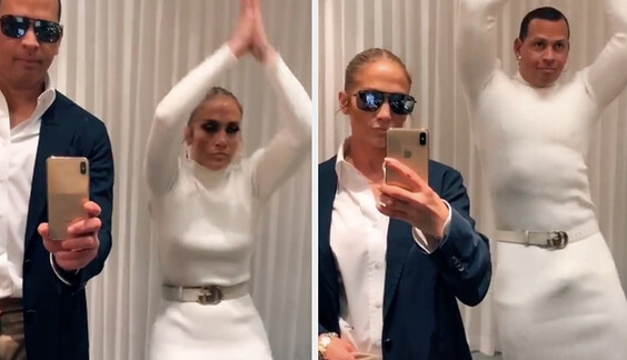Жених Дженнифер Лопес переоделся в ее платье для забавного видео