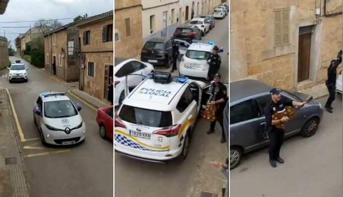 В Іспанії поліцейські їздять вулицями з концертами - так вони підтримують людей на карантині: відео