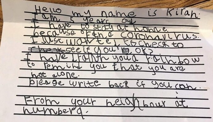 5-річна дівчинка написала листа сусіду-пенсіонеру - тепер їм зачитуються тисячі людей у всьому світі