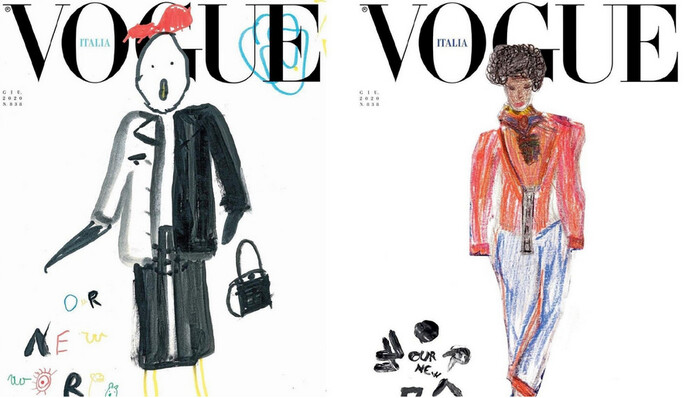 Журнал Vogue попросил детей нарисовать обложку для нового выпуска. Таким стильным глянец еще не видели